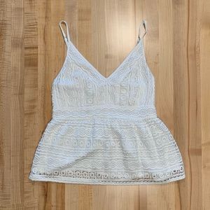Abercrombie & Fitch Peplum Lace Cami in White M
